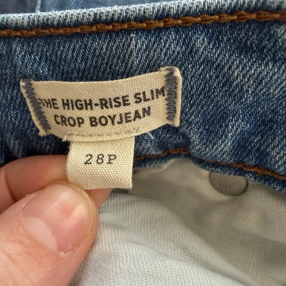 Madewell High-Rise Slim Crop Boyjean 28P Petite Medium Wash - Picture 3 of 7